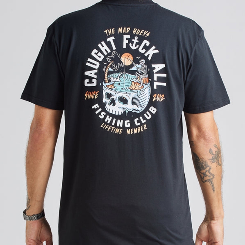 Mad Hueys Mens Small Tee T Shirt Caught F*ck All Fishing Club NWOT